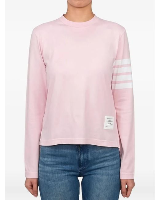 Thom Browne Pink Four-Bar Long-Sleeve Sweater