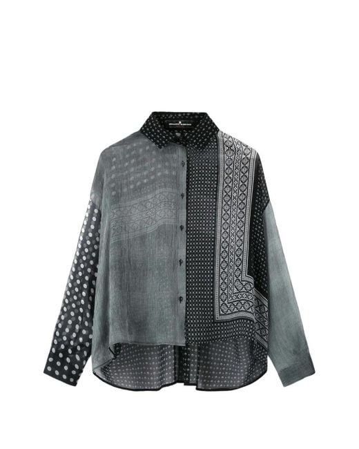 Camisa Con Estampado Patchwork Ermanno Scervino de color Gray
