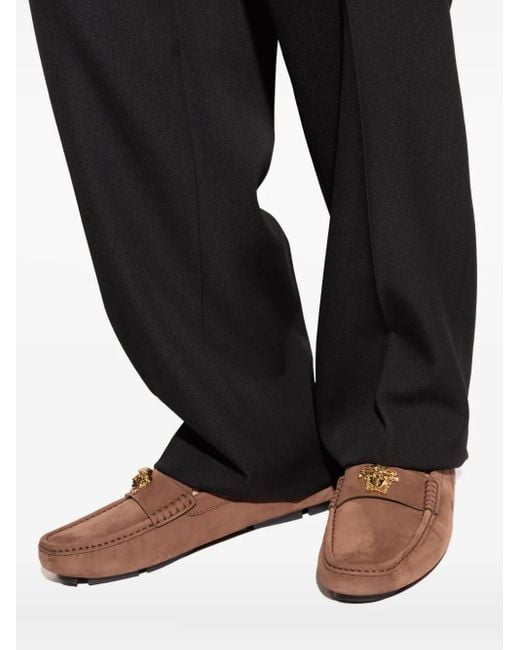 Versace Brown Medusa Leather Loafers for men