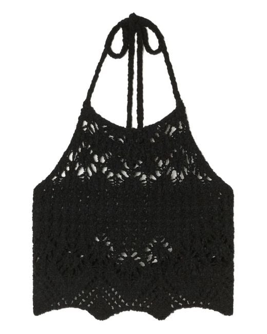 Alanui Black Lagoon Romance Crochet Halterneck Top