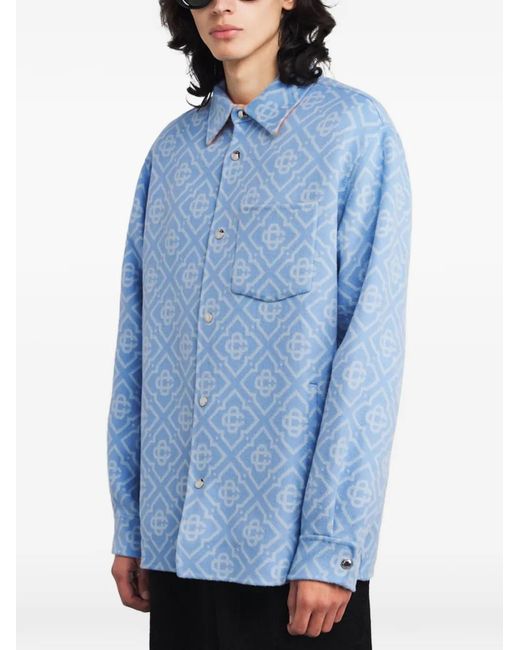 Casablanca Blue Chemise À Motif Monogrammé for men