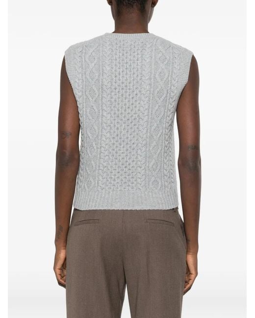 Bompard Gray Cable-Knit Vest