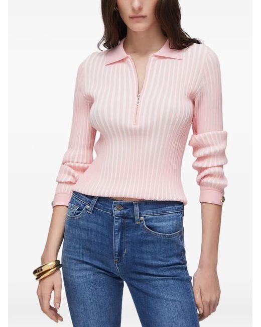 Liu Jo Pink Ribbed Henley Jumper