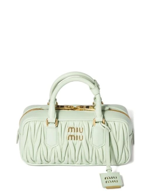 Miu Miu Green Arcadie Matelassé Leather Tote Bag