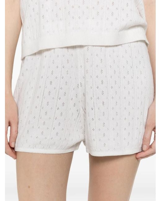 Soft Goat White Short Court En Maille Pointelle
