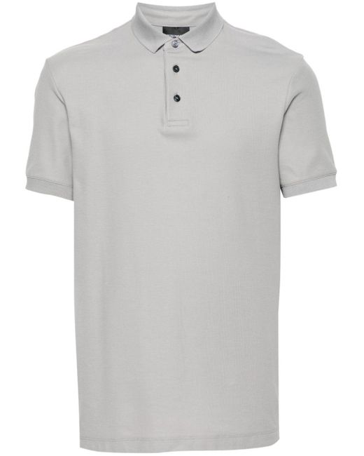 Emporio Armani Gray Logo-jacquard Piqué Polo Shirt for men