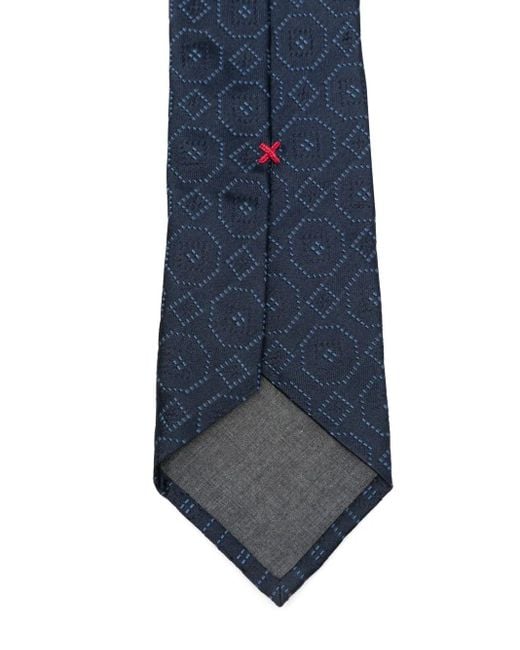 Brunello Cucinelli Blue Patterned-Jacquard Tie for men