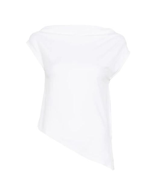 Alpha Studio White Haut À Design Asymétrique