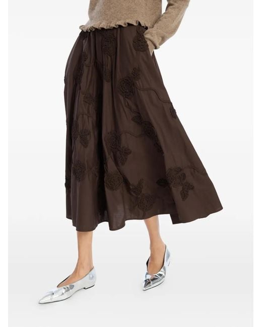 ROTATE BIRGER CHRISTENSEN Brown Flower Maxi Skirt Dark