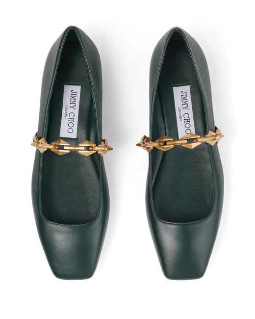 Jimmy Choo Diamond Tilda Flat in Green | Lyst