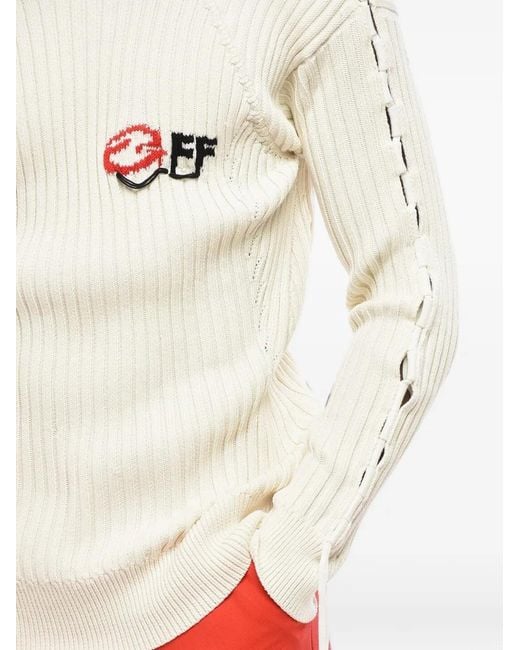 Off-White c/o Virgil Abloh White Lace-Up Ribbed Sweater for men