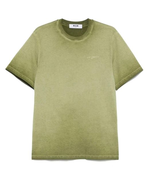 MSGM Green Faded-Effect T-Shirt for men