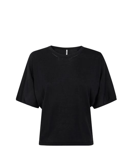 Liviana Conti Black Fine-Knit Short-Sleeved T-Shirt