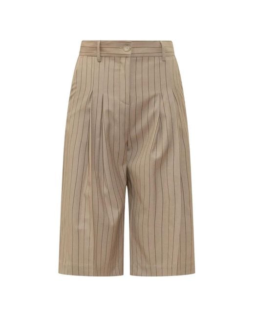 LE SULLY STUDIO Natural Pinstriped Shorts