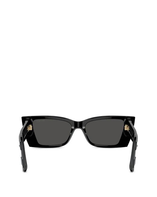 Jimmy Choo Black Ribbed Geometric Sunglasses