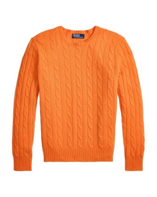 Polo Ralph Lauren Orange Cable-Knit Cashmere Pullover for men