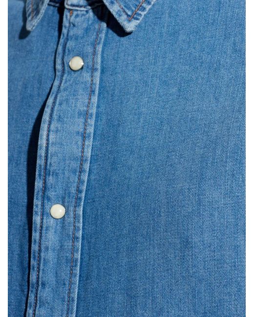 FRAME Blue Buttoned Cotton Shirt for men