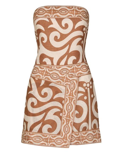 Johanna Ortiz Brown Raiz Ritual Wrap Mini Dress