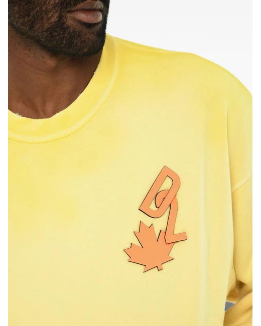DSquared² Yellow Logo-Detail Sweatshirt for men