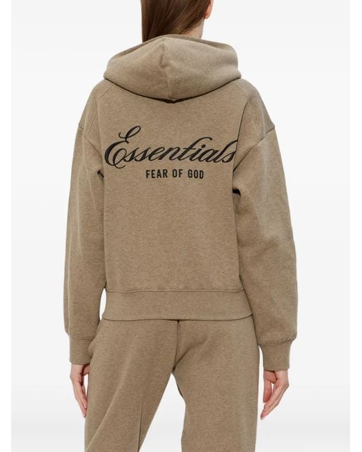 Fear Of God Natural Logo-Print Zip-Fastening Hoodie