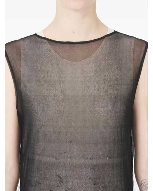 Maison Margiela Black Sleeveless Sheer-Top Midi Dress