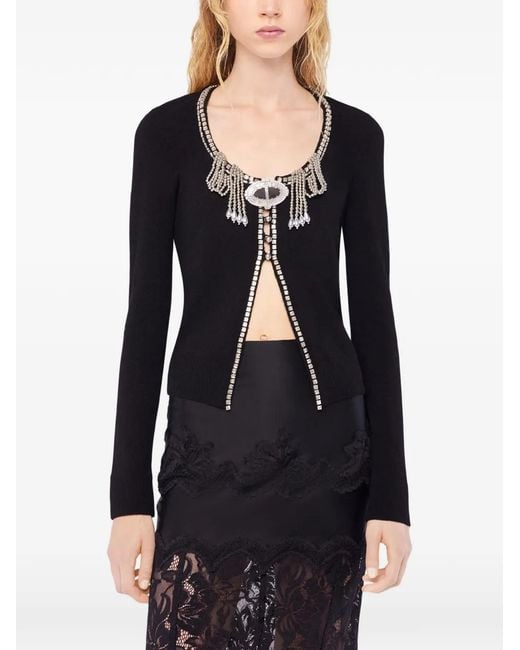 Rabanne Blue Jeweled-Embroidered Cardigan