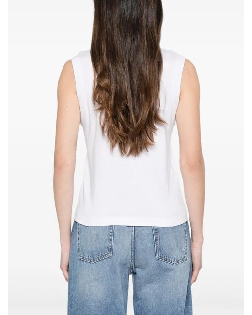 Vince White V-Neck Sleeveless Tank Top