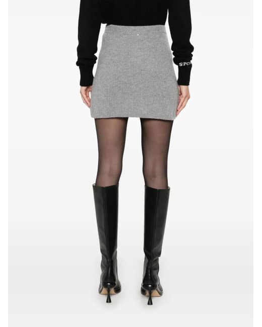 Sportmax Gray Wool Knitted Skirt
