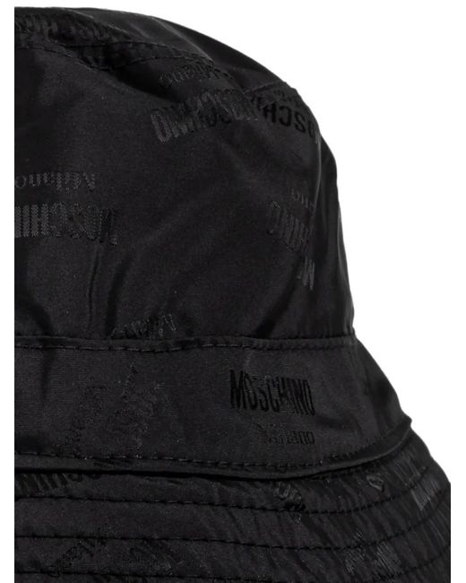 Moschino Black Monogram-Pattern Bucket Hat