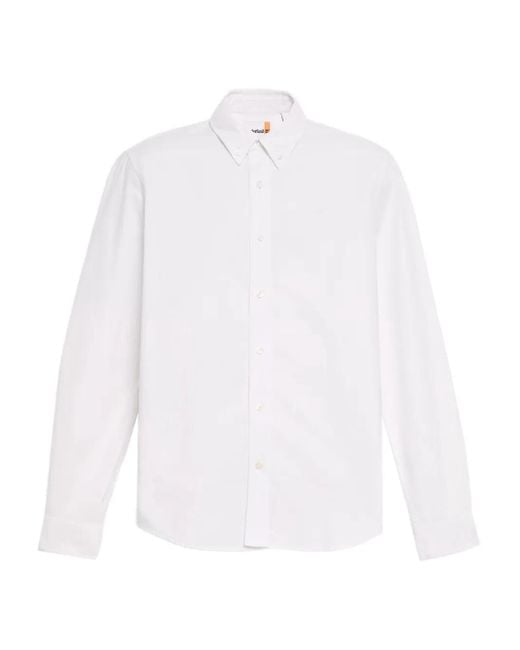 Timberland White Oxford Button-Down Long-Sleeve Shirt for men