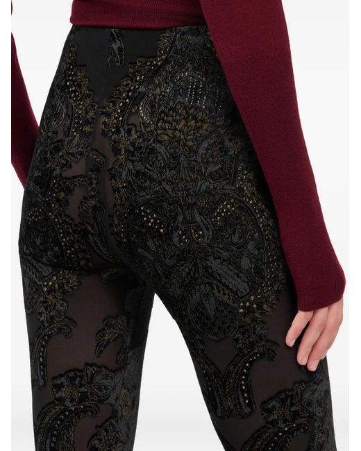 Roberto Cavalli Black Ornamental-Print Leggings