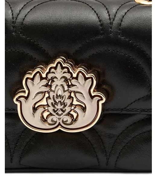 Isla Black Quilted Appliqué Chain Shoulder Bag