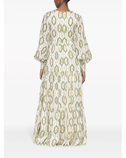 Agua Bendita White Nuez Calado Maxi Dress