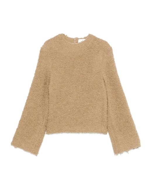 Séfr Natural Frayed-Edge Crew-Neck Sweater