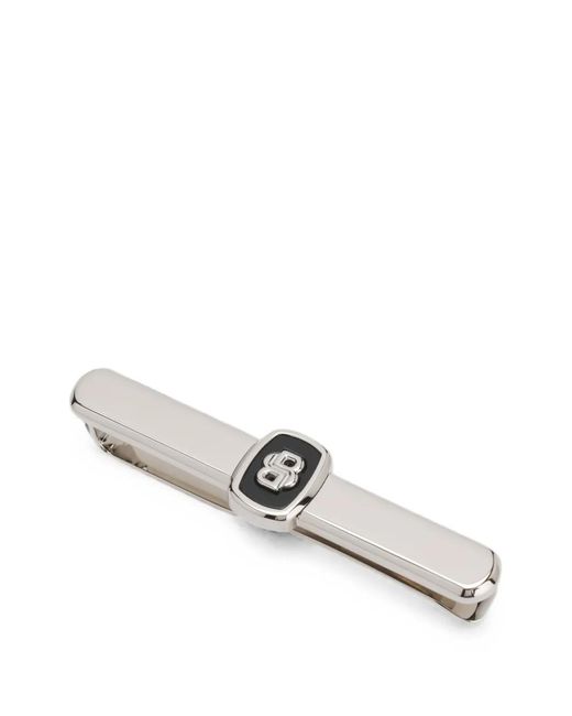 Boss White Logo-Plaque Tie Clip for men