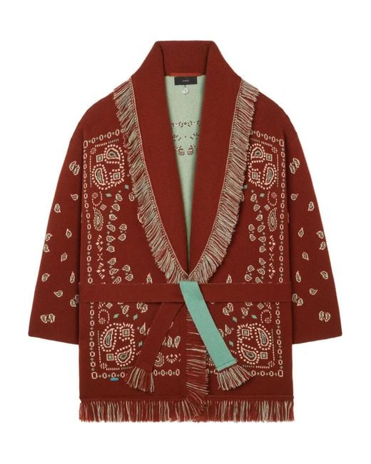 Alanui Red Bandana Cardigan mit Fransen