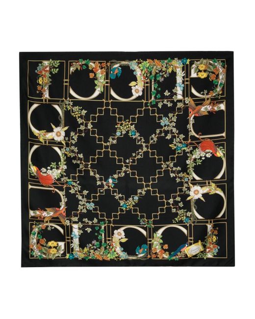 Gucci ミックスプリント シルクスカーフ Black