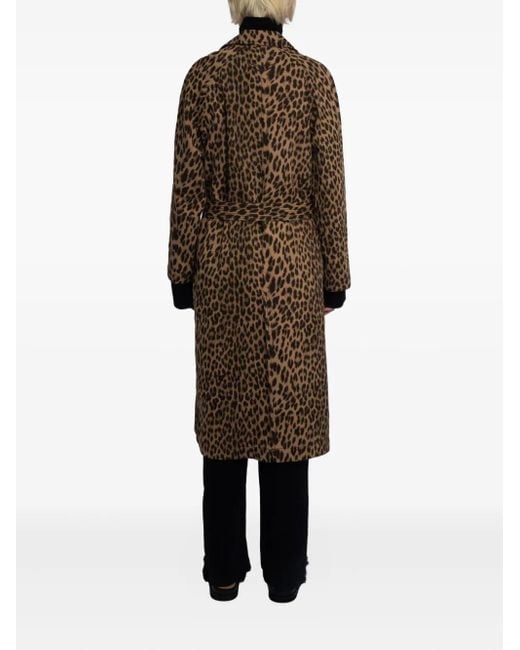 Zadig & Voltaire Natural Leopard-Print Belted Coat