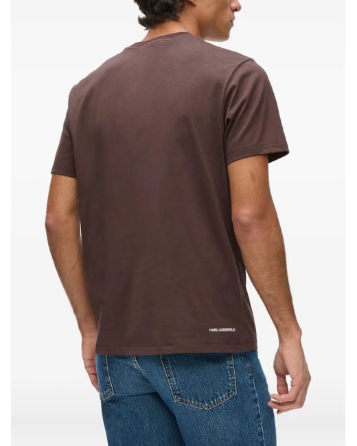 Karl Lagerfeld Brown Logo-Print T-Shirt for men