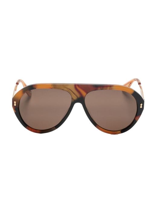 Gucci Brown Tortoiseshell Navigator-frame Sunglasses for men