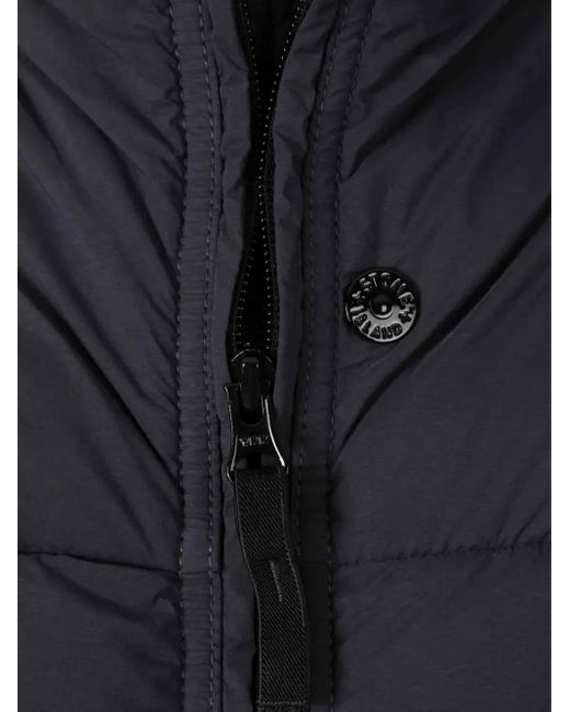 Stone Island Blue Logo-Patch Quilted Jacket for men