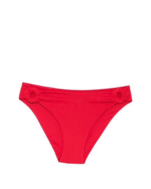 Fisico Red Ring-Detail Bikini Bottoms
