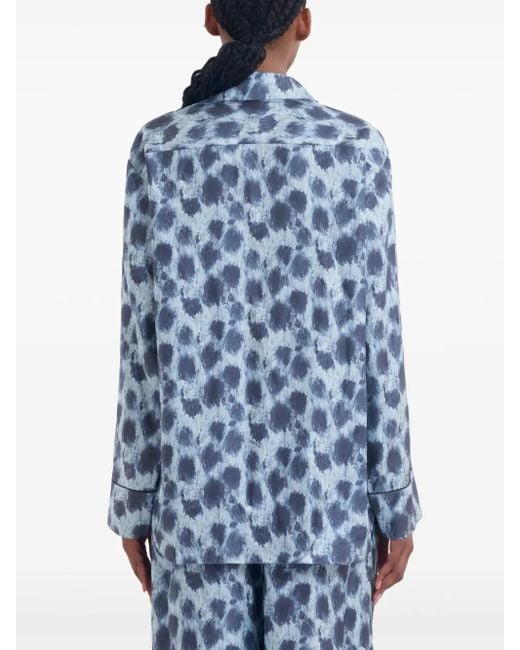 Marni Blue Stylish Printed Silk Shirt