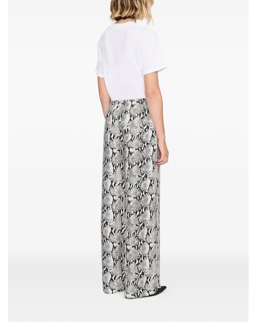Anine Bing White Pantalon Roslin À Imprimé Peau De Python