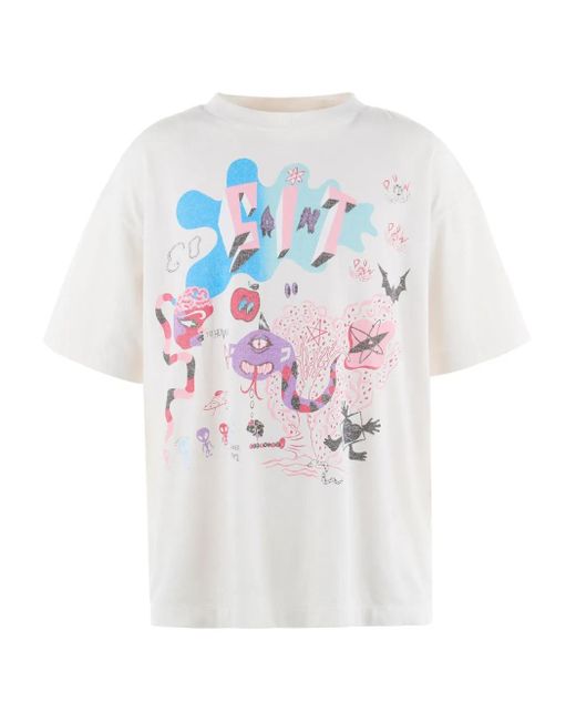 SAINT Mxxxxxx プリント Tシャツ White