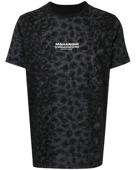 Maharishi Black Logo-Print Organic-Cotton T-Shirt for men