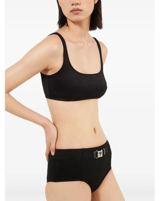 Prada Black Interlock Fabric Bikini Bottom