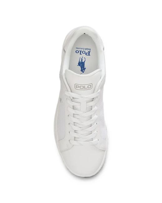 Polo Ralph Lauren White Logo-Embroidered Lace-Up Sneakers for men