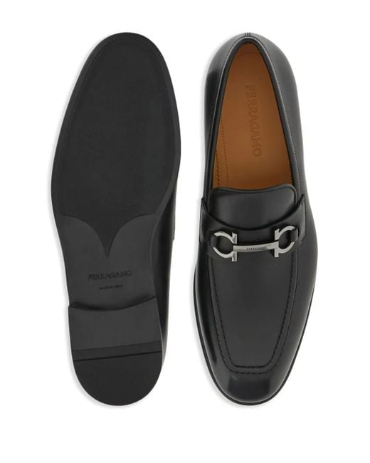 Ferragamo Black Foster Classic Leather Loafers for men