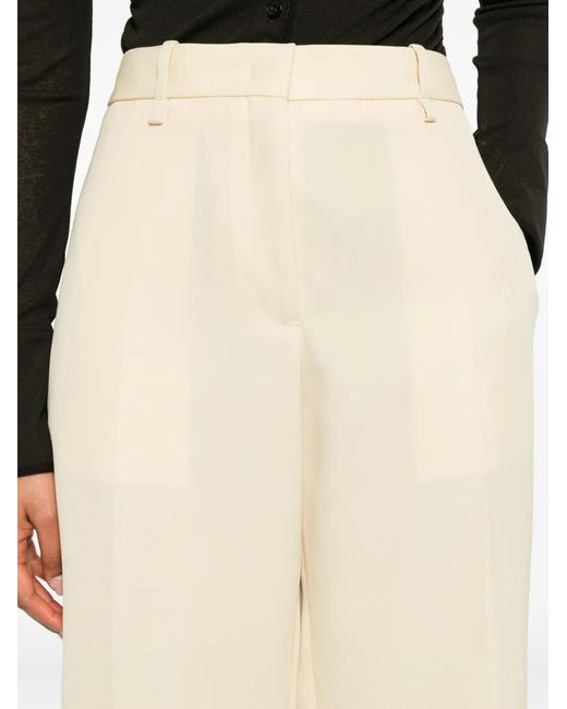 Jil Sander Natural High-Waisted Wool Trousers
